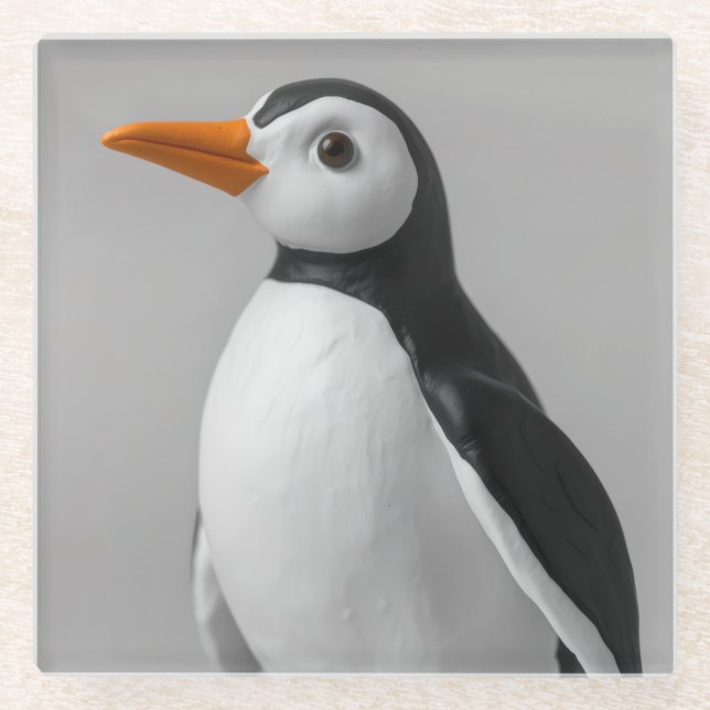 Süßes Pinguin-Design – Liebenswertes Wintertier Glasuntersetzer (Vorderseite)