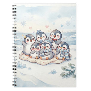 Süßes Pinguin-Freunde Spiralnotizbuch Notizblock