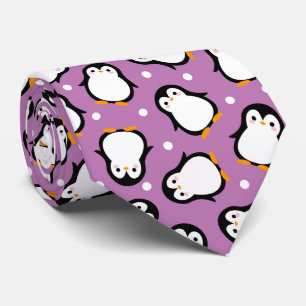 Süßes Pinguin-Muster Lila Muster Krawatte