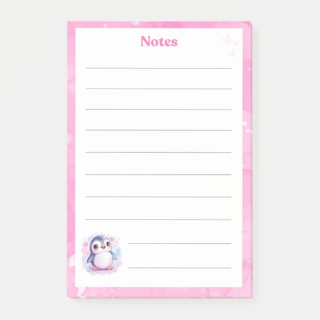 Süßes Pinguin Notizbuch Post-it Klebezettel (Vorderseite)