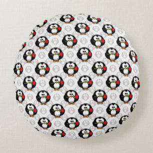 Süßes Pinguin-Oberflächenmuster-Design-Druck Rundes Kissen