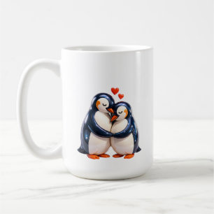 Süßes Pinguin-Paar romantisches Tier Kaffeetasse