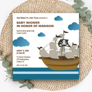 Süßes Piratenschiff-Baby-Shower Einladung