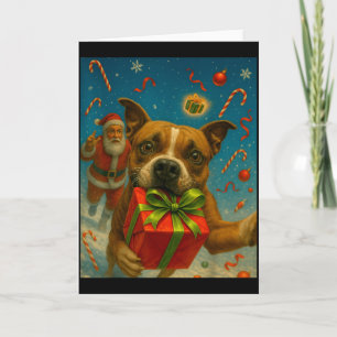 Süßes Pitbull-Weihnachts-Shirt - Santa und Pittie Karte