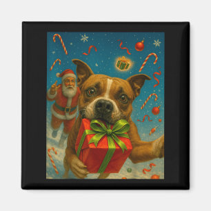 Süßes Pitbull-Weihnachts-Shirt - Santa und Pittie Magnet