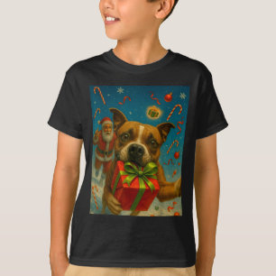 Süßes Pitbull-Weihnachts-Shirt - Santa und Pittie T-Shirt