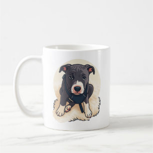 Süßes Pitbull-Welpen-Hund-Cartoon-Design Kaffeetasse