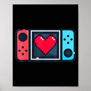Süßes Pixel-Herz-Gamer-Valentinstag-T für Männer F Poster