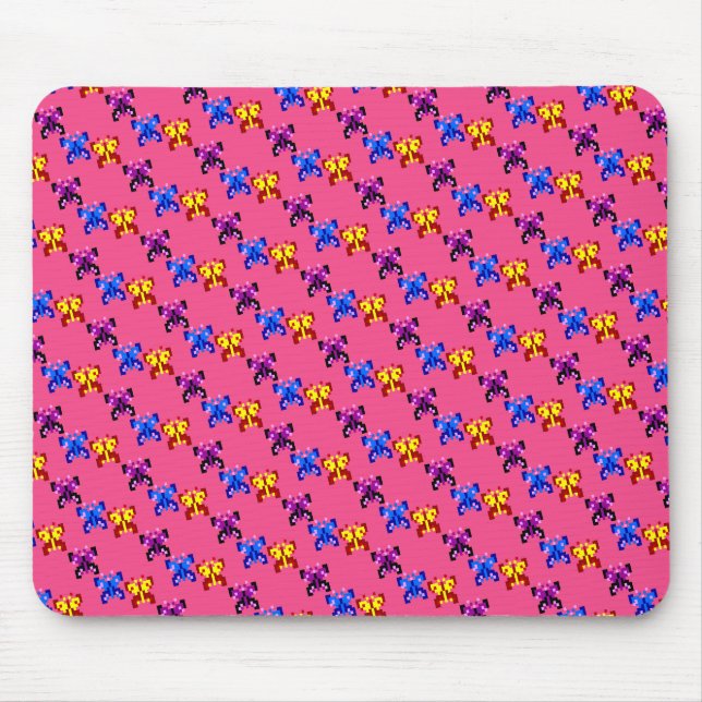Süßes Pixel-Schmetterlingsmuster mit heißem rosa H Mousepad (Vorne)
