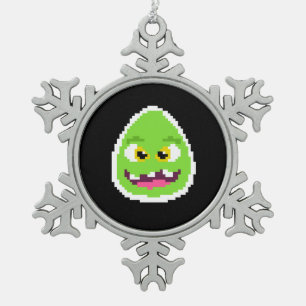 Süßes pixeliges Ei-Monster Schneeflocken Zinn-Ornament
