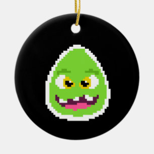Süßes pixeliges Eiermonster Keramik Ornament