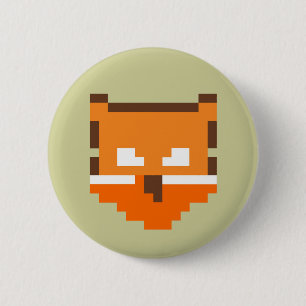 Süßes pixeliges Fuchsgesicht Button