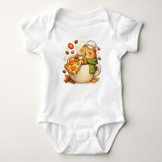 Süßes Pizza-Bär-T-Shirt | Kawaii Fast-Food-Cartoon Baby Strampler