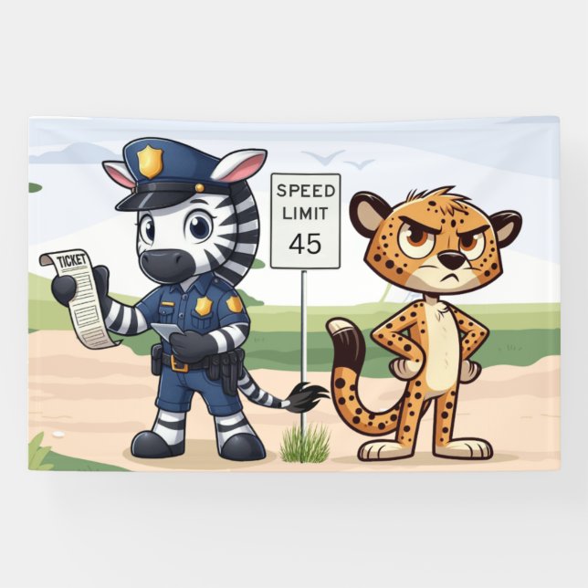 süßes Polizei-Zebra & Gepard Banner (Horizontal)