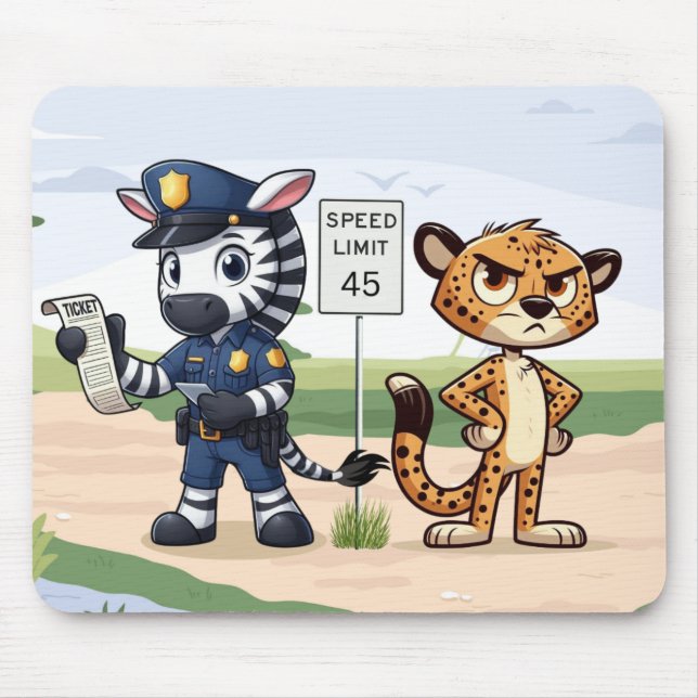 süßes Polizei-Zebra & Gepard Mousepad (Vorne)