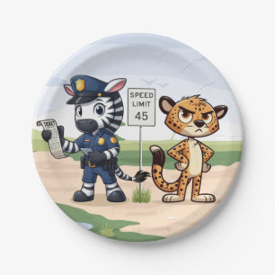 süßes Polizei-Zebra & Gepard Pappteller
