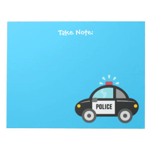 Süßes Polizeiauto mit Sirene für Kinder Notizblock