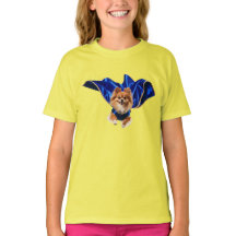 Süßes Pomeranian-Superhelden-Kinder-T-Shirt