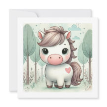 Süßes Pony in einer fantastischen Wald-Grußkarte