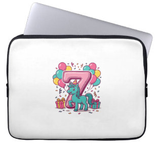 Süßes Pony-Vektordesign zur 7. Geburtstagsfeier de Laptopschutzhülle