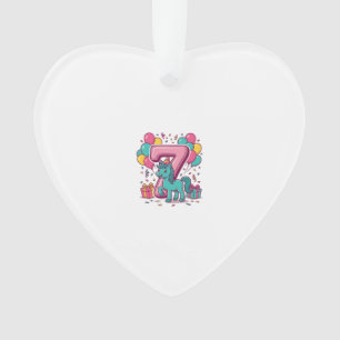 Süßes Pony-Vektordesign zur 7. Geburtstagsfeier de Ornament