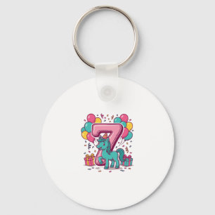Süßes Pony-Vektordesign zur 7. Geburtstagsfeier de Schlüsselanhänger