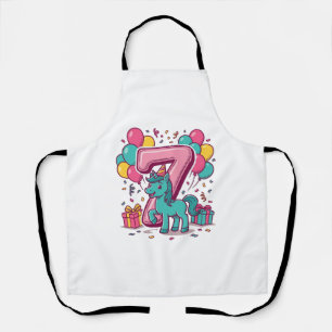 Süßes Pony-Vektordesign zur 7. Geburtstagsfeier de Schürze