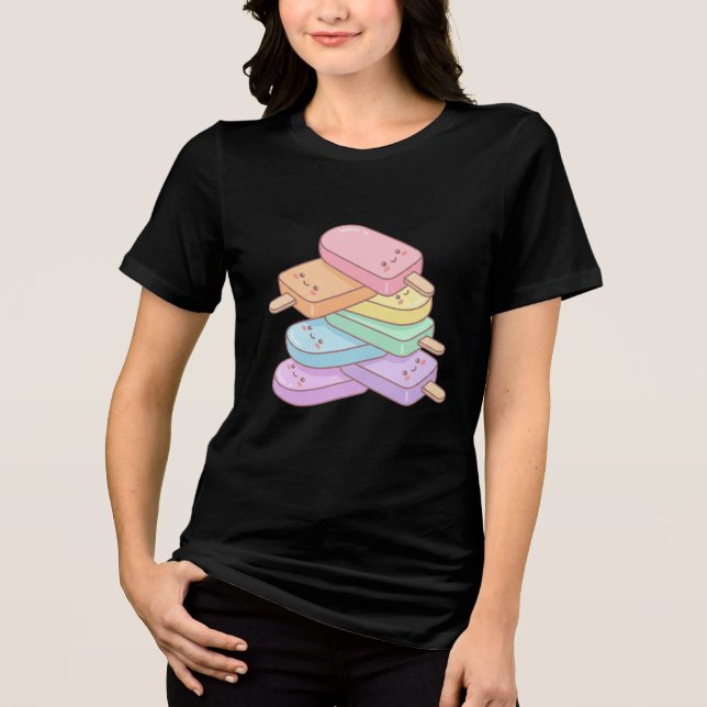 Süßes Popsicle-Design Tri-Blend Shirt (Vorderseite)
