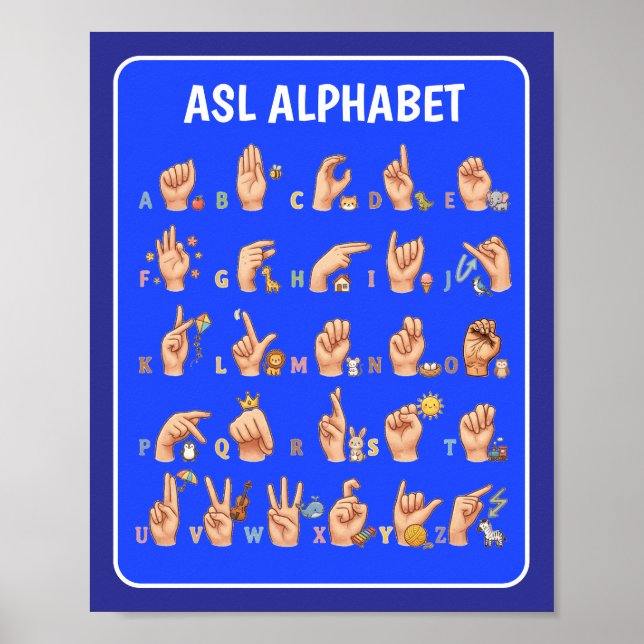 Süßes Poster des amerikanischen Zeichensprachealph (Vorne)