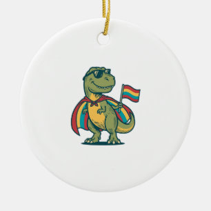 Süßes Pride-Dinosaurier-Vektor-Shirt-Design_1 Keramik Ornament