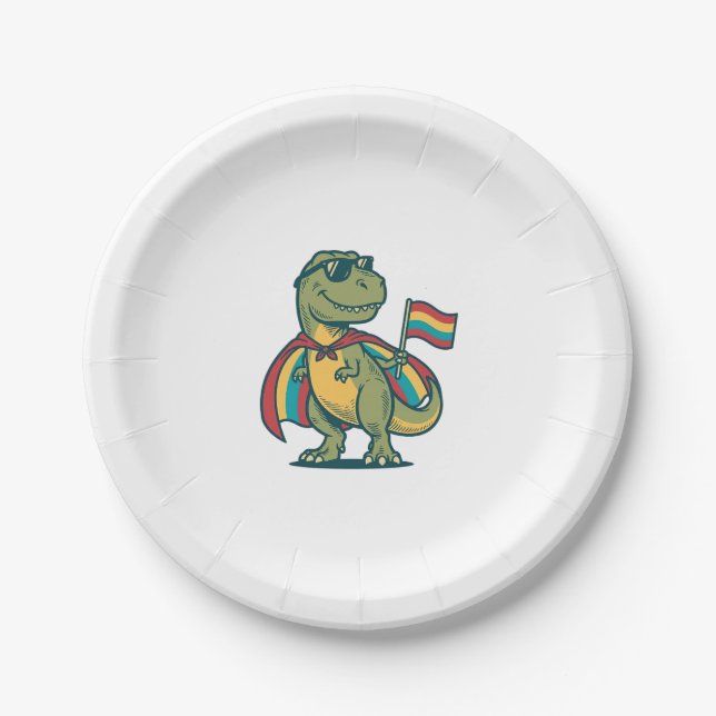 Süßes Pride-Dinosaurier-Vektor-Shirt-Design_1 Pappteller (Vorderseite)