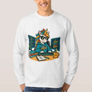 Süßes Programmierer-Einhorn-Coding-Laptop-Sticker T-Shirt