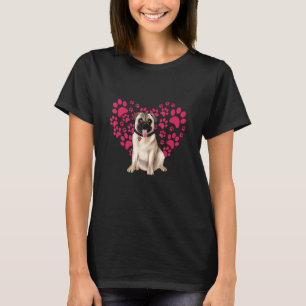 Süßes Pug-Hund-Herz-Pfoten-Valentins-Outfit für Ha T-Shirt