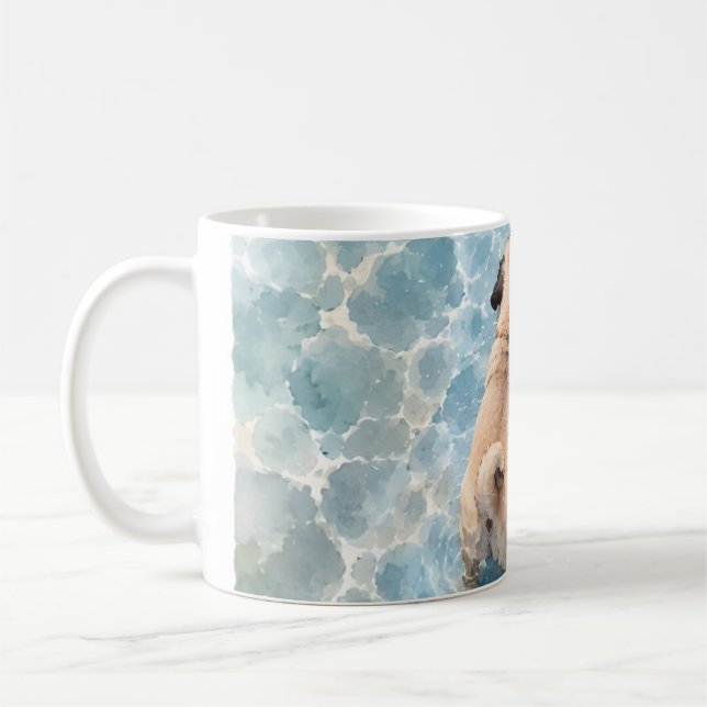 Süßes Pug-Wasserfarbenporträt  Kaffeetasse (Links)