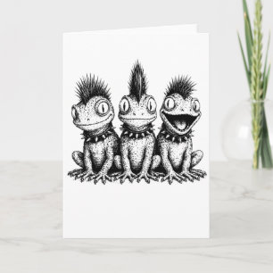Süßes Punk-Frosch-Shirt Stacheliges Frosch-Trio-T- Karte