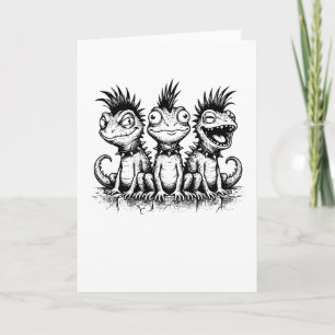 Süßes Punk-Frosch-Shirt Stacheliges Frosch-Trio-T- Karte
