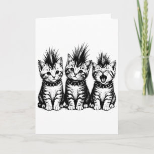 Süßes Punk-Katze Stacheliges Kätzchen-Trio-T-Shirt Karte