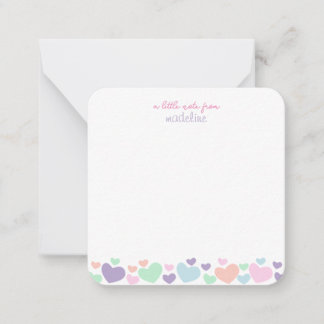 Süßes Quadratisches Farbherz Girly Script Schreibw Mitteilungskarte