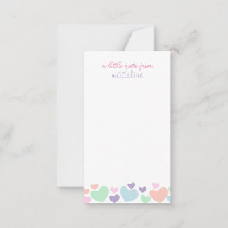Süßes Quadratisches Farbherz Girly Script Schreibw Mitteilungskarte