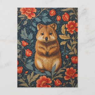 Süßes Quokka William Morris inspiriert floral Postkarte