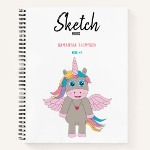 Süßes Regenbogen-Einhorn-Design Mädchen-Skizzenbuc Notizbuch