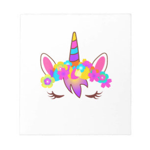 Süßes Regenbogen-Einhorn-Gesicht-Shirt Notizblock