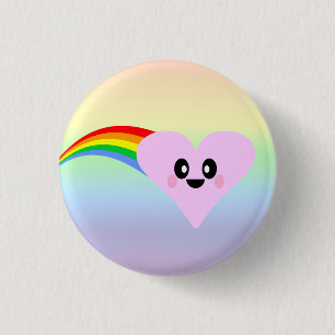 SÜßES REGENBOGEN-HERZ VALENTINSTAG NETT LIEBREIZEN BUTTON