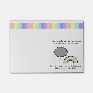 Süßes Regenbogen-Regenwolken-Glückszitat Post-it Klebezettel