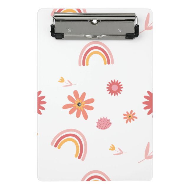 Süßes Regenbogen- und Blumepastellmuster Mini Klemmbrett (Vorderseite)