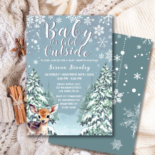 Süßes Rehkitz Winter-Schnee-Wald-Baby-Party Einladung