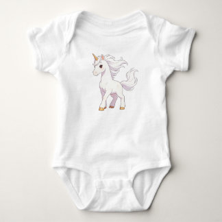 Süßes, reines weißes Einhorn mit fließender Mähne  Baby Strampler