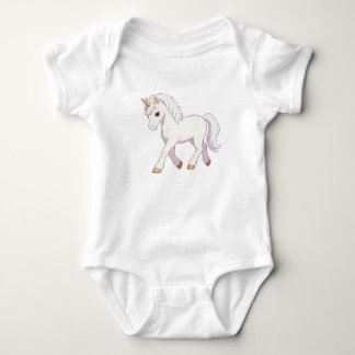 Süßes reines weißes gehendes Einhorn Kawaii Unisex Baby Strampler