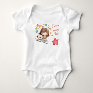Süßes religiöses buntes Mädchen Hund Sterne Kindhe Baby Strampler