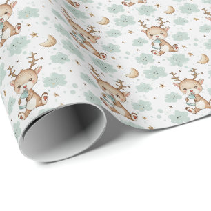 Süßes Rentier-Baby-Pastell-Wasserfarbenmuster Geschenkpapier